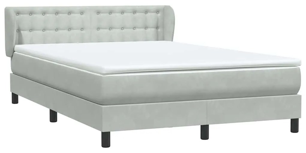 Κρεβάτι Boxspring με Στρώμα Ανοιχτό Γκρι 160x220 εκ. Βελούδινο - Γκρι