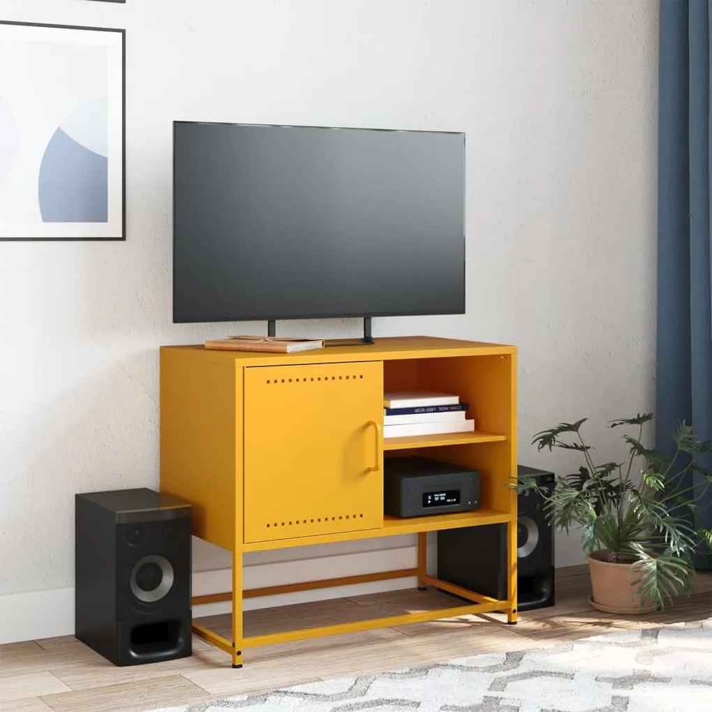 Έπιπλο Τηλεόρασης Μουσταρδί Κίτρινο 68x39x60,5 εκ. από Ατσάλι - Κίτρινο