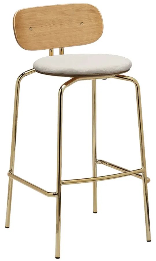 Σκαμπό Μπαρ Curious Teddy Fabric 5918-1C719-18 49.5x52x98.7cm Brass Teddy White