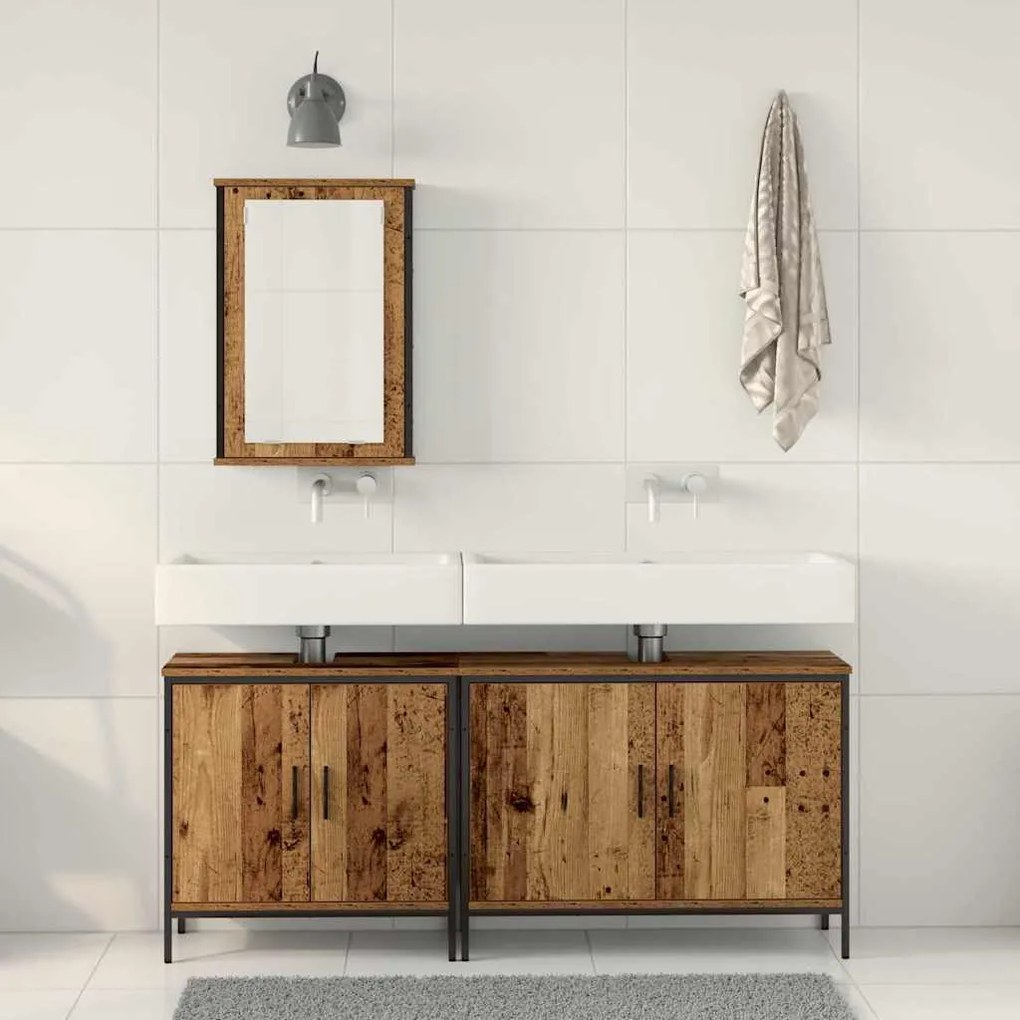 vidaXL Σετ Επίπλων Μπάνιου με αποθήκευση 3 pcs Καφέ 80 x 30 x 60 cm