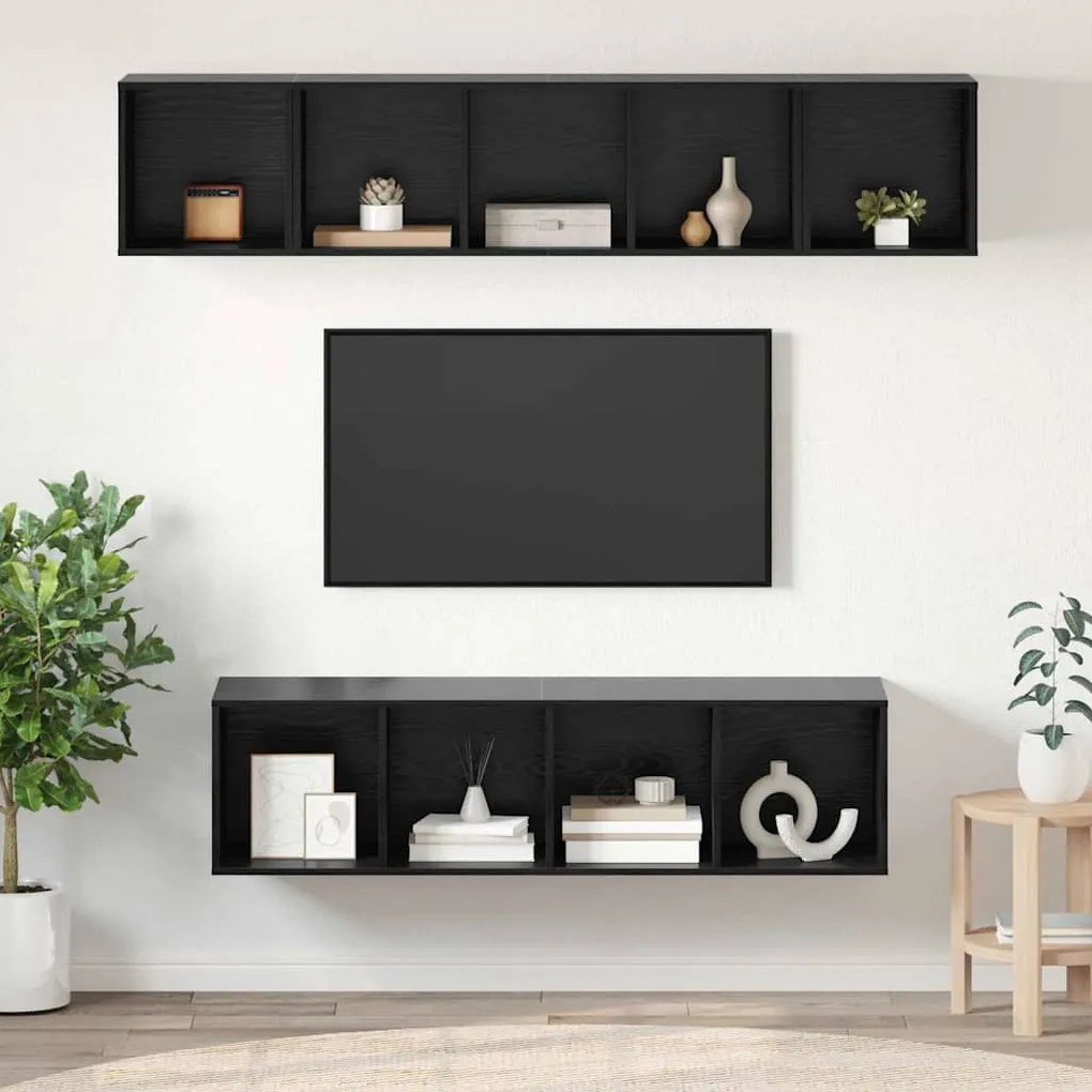 vidaXL Σετ επίπλου τηλεόρασης 4 pcs Μαύρη δρυς 37 x 37 x 142.5 εκ