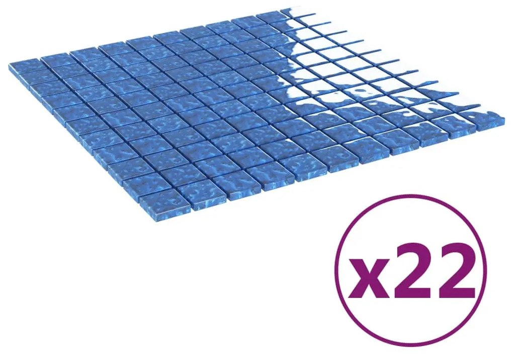 vidaXL Μωσαϊκά Πλακάκια 22 τεμ. Μπλε 30 x 30 εκ. Γυάλινα