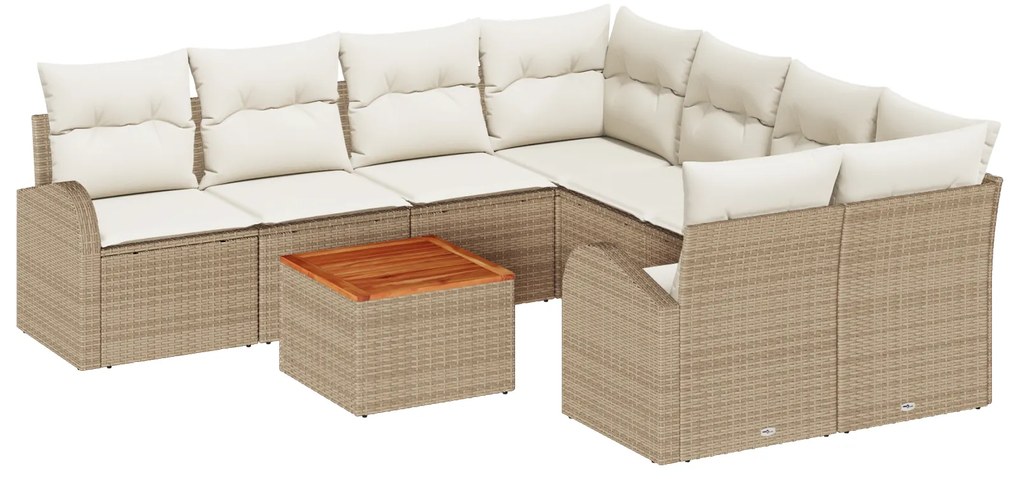 vidaXL Σετ Σαλονιού Κήπου 9 pcs Beige, λευκό Μεγάλο Ρατάν