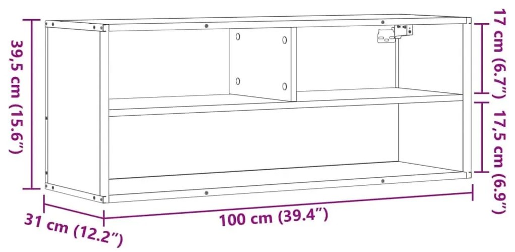 Έπιπλο Τηλεόρασης Μαύρο 100x31x39,5 εκ. Επεξεργ. Ξύλο / Μέταλλο - Μαύρο