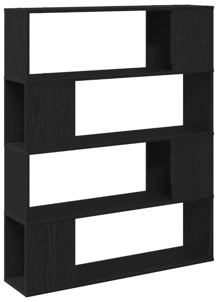 vidaXL Ράφι Βιβλίων Μαύρο Δρυς 100x24x124 εκ. Επεξεργασμένο Ξύλο