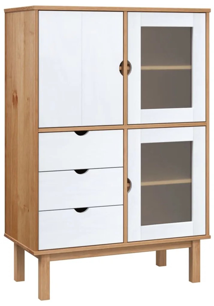 vidaXL Ντουλάπι OTTA Καφέ &amp; Λευκό 85x43x125 εκ. από Μασίφ Ξύλο Πεύκου