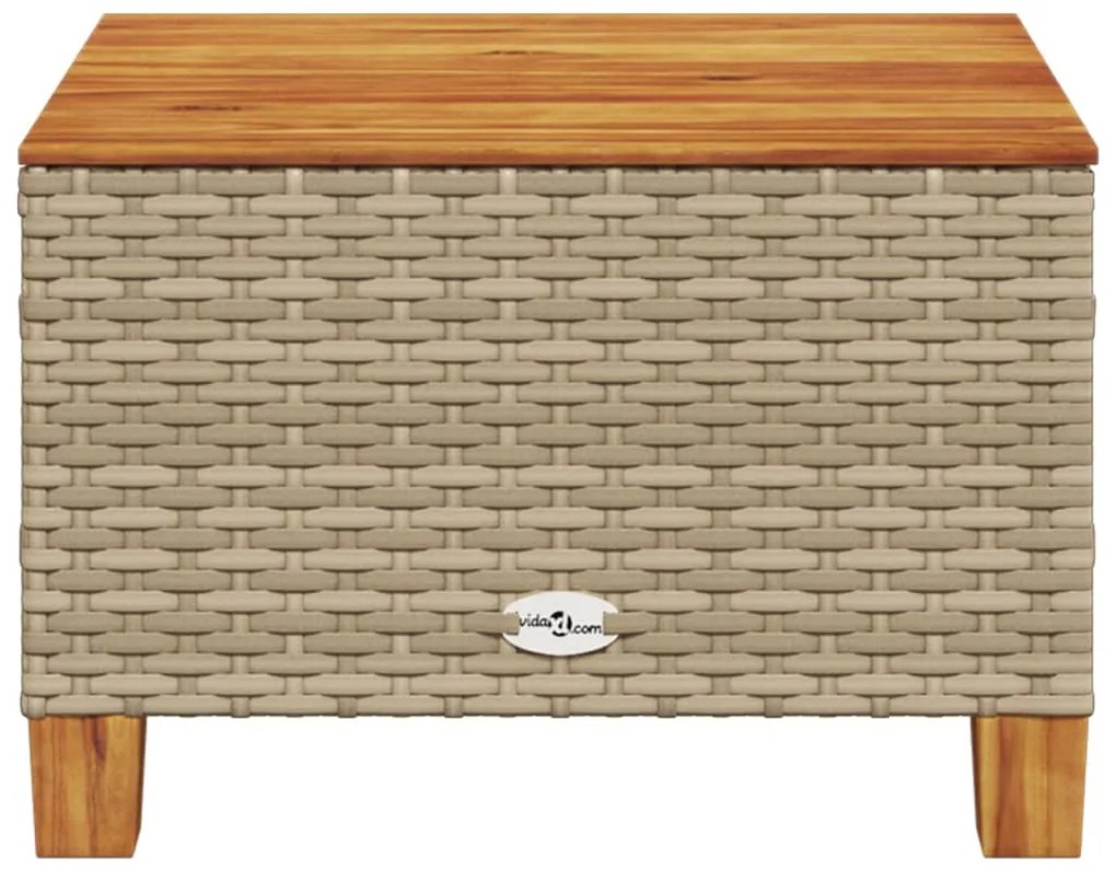 vidaXL Τραπέζι Κήπου Μπεζ 55x55x36 εκ. Συνθετικό Ρατάν/Ξύλο Ακακίας