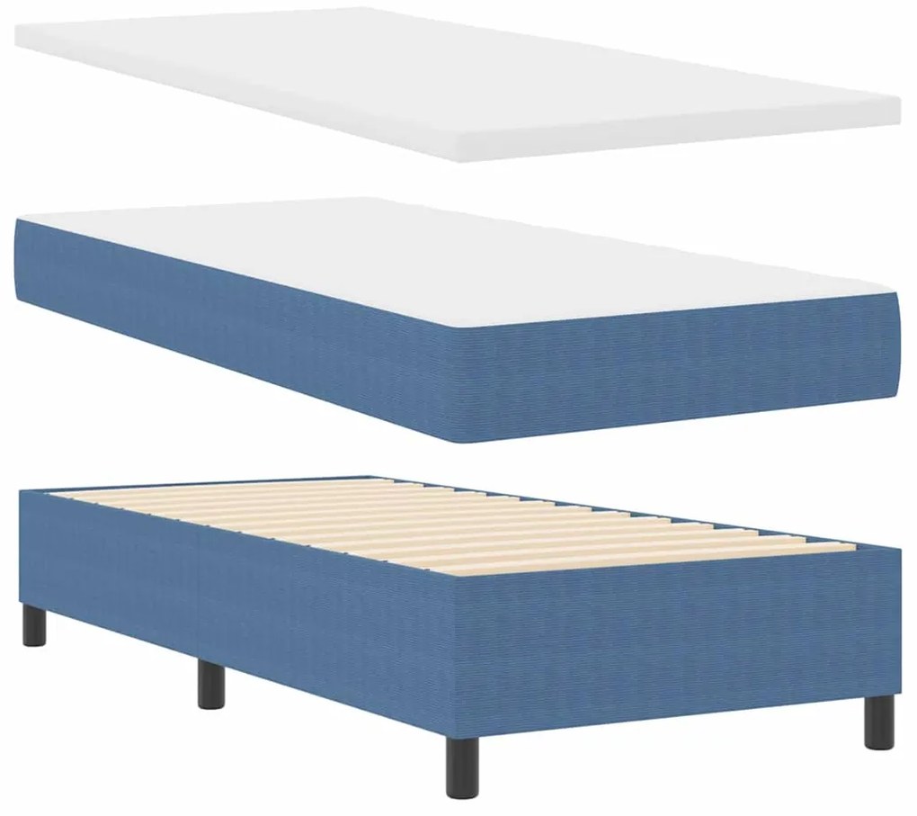 vidaXL Κρεβάτι με ελατήρια Μπλέ, Λευκό 193 x 90 x 60 εκ. Βελούδο