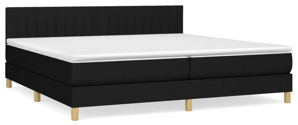 vidaXL Κρεβάτι Boxspring με Στρώμα Μαύρο 200x200 εκ. Υφασμάτινο