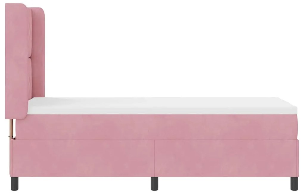 vidaXL Κρεβάτι με ελατήρια με κεφαλάρι Ροζ 80 x 200 cm Βελούδο
