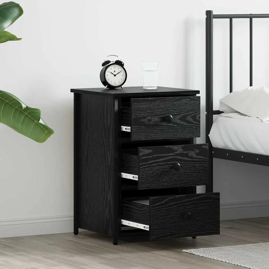 vidaXL Κομοδίνο με συρτάρι 2 pcs Μαύρη δρυς 40 x 36 x 60 εκ
