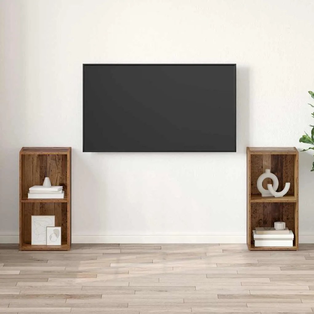 vidaXL Σετ επίπλου τηλεόρασης 2 pcs Παλαιό ξύλο 72 x 35 x 36.5 cm