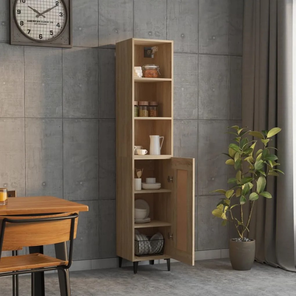 vidaXL Μπουφές Sonoma δρυς 34,5 x 34 x 180 εκ. από Επεξεργασμένο Ξύλο