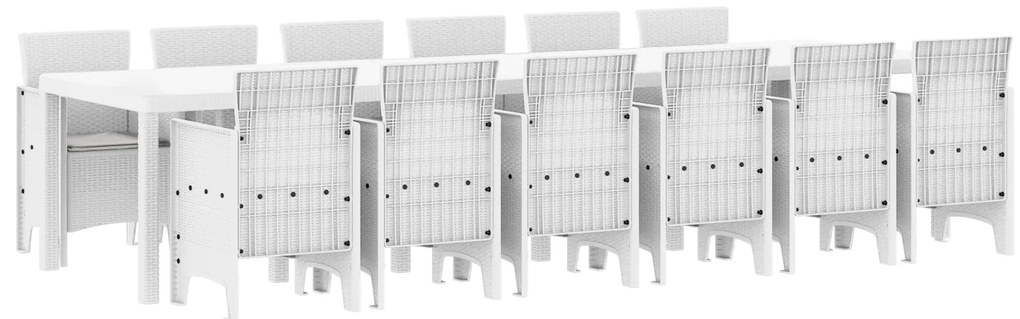vidaXL Σετ Τραπεζαρίας Κήπου 13 pcs Λευκό Μεγάλο, 12 θέσεων Πλαστικό