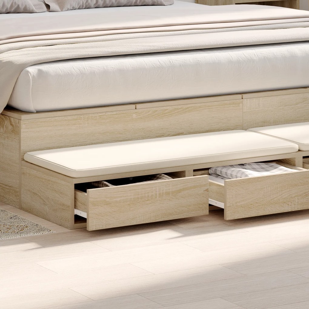 vidaXL Συρτάρια Κρεβατιού Σονούμα Δρυς 180x36,5x16,5 εκ Επεξεργασμένου Ξύλου