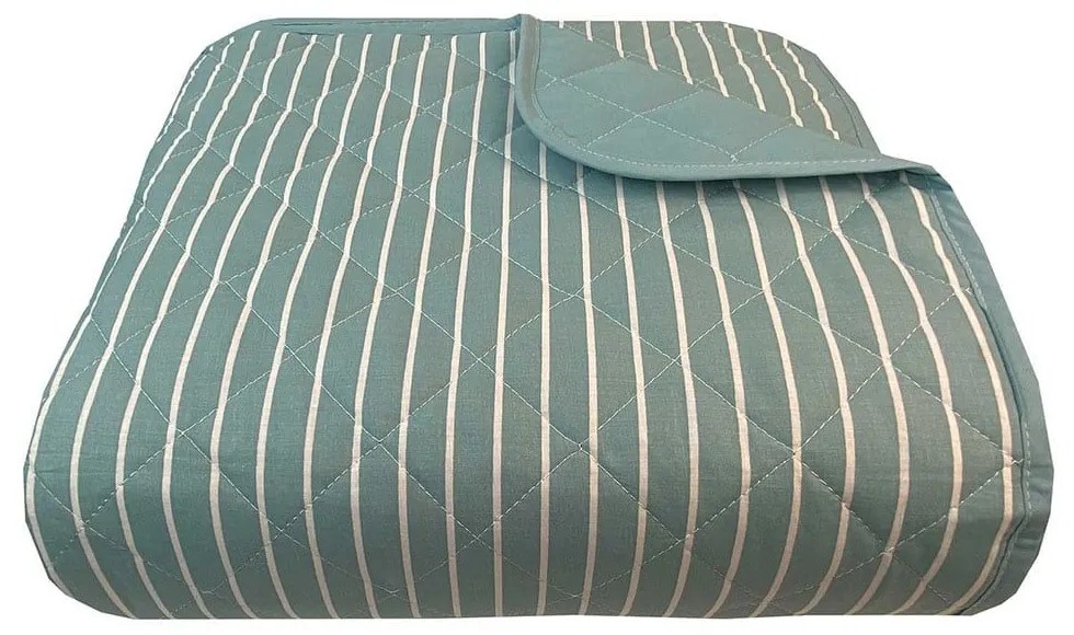 Κουβερλί Stripe 8454 Petrol Astron Υπέρδιπλο 220x240cm 100% Βαμβάκι