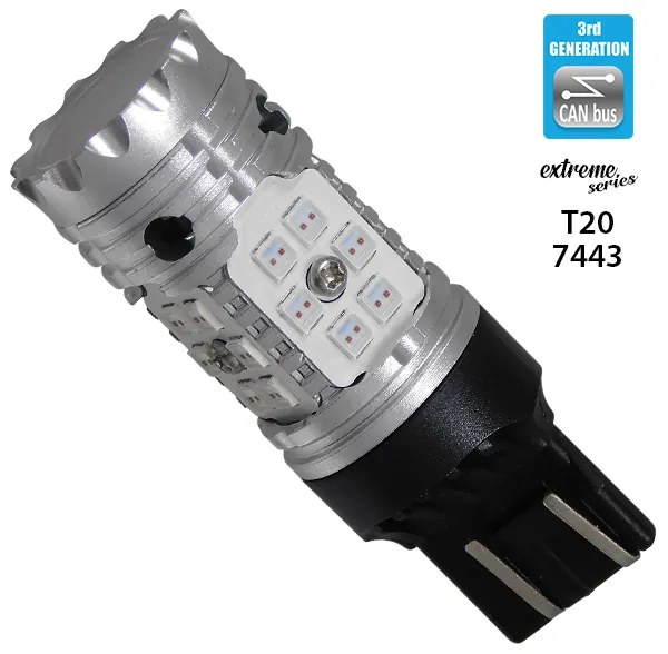 Λαμπτήρας LED Extreme Series Can-Bus 3ης Γενιάς με βάση T20 7443 15W 12v Κόκκινος για Πορείας Στοπ GloboStar 81152