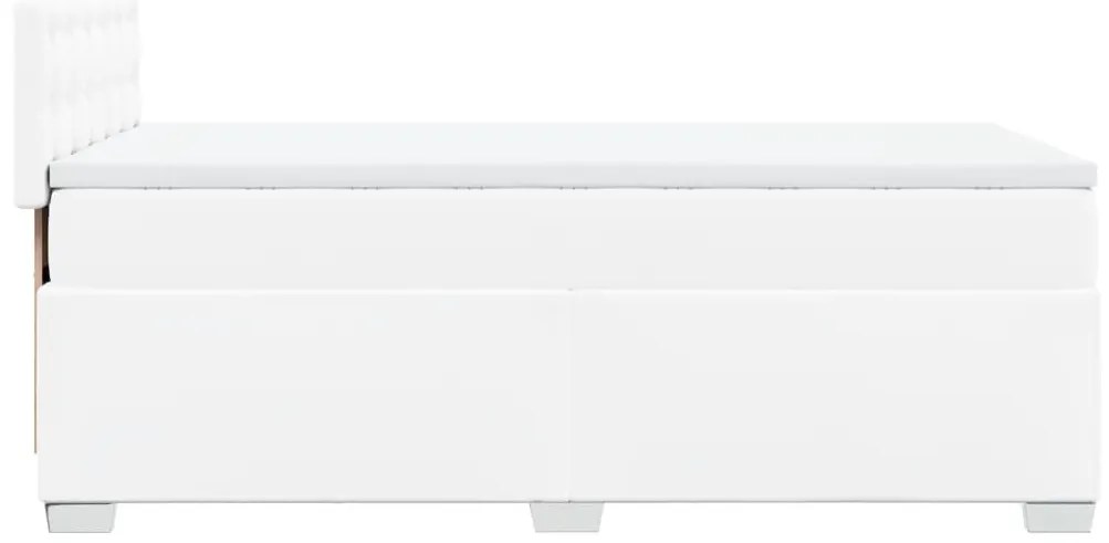 vidaXL Κρεβάτι Boxspring με Στρώμα Λευκό 100x200εκ.από Συνθετικό Δέρμα