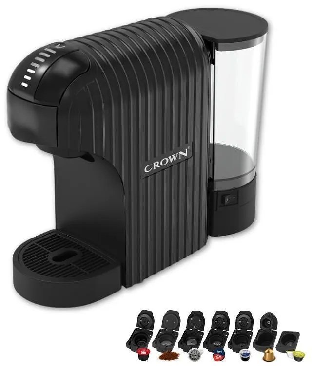 Μηχανή εσπρέσο 7σε1 Crown CCM-1530B, 20 bar, 0,9 l, 7 προσαρμογείς, ενδείξεις LED, έλεγχος μήκους καφέ, Μαύρο
