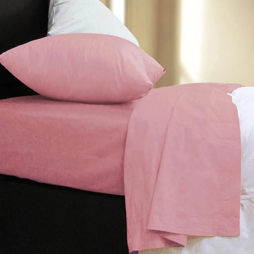 Σεντόνι Basic Pink Nef-Nef Single 170x270cm Χωρίς Λάστιχο 100% Βαμβάκι