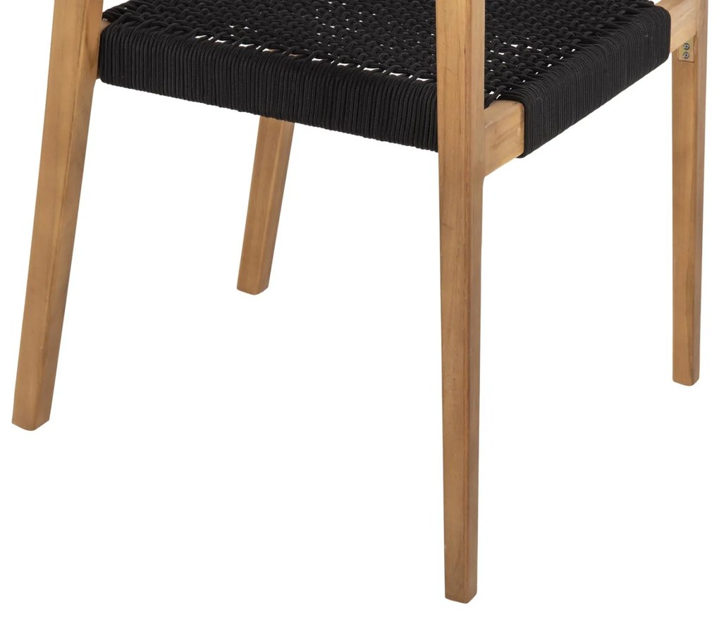 Πολυθρόνα CHARLOTTE Ξύλο Teak Φυσικό και Μαύρο Σχοινί 59x54x83Yεκ. 59x54x83 εκ.