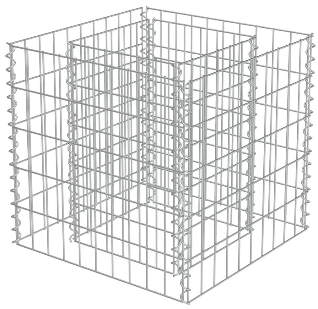 Συρματοκιβώτιο-Γλάστρα Υπερυψωμένη 50x50x50 εκ. Γαλβ. Χάλυβας - Ασήμι