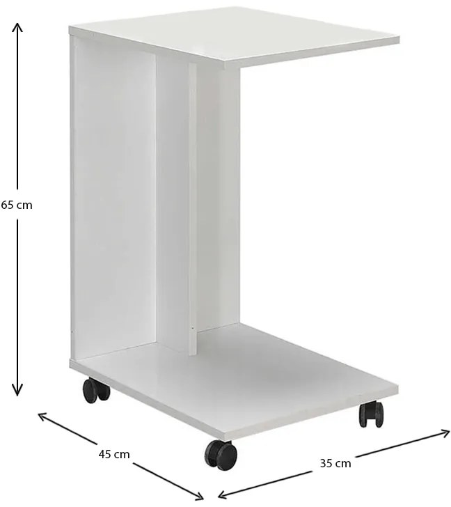 Βοηθητικό τραπέζι C-Shaped Megapap από μελαμίνη σε χρώμα λευκό 35x45x65εκ.