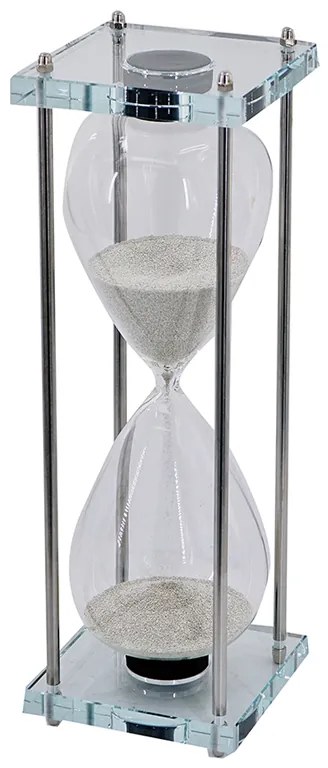 Artekko Hourglass Κλεψύδρα Διακοσμητική με Βάση Γυάλινη Διάφανη/Ασημί (15x15x45)cm Artekko 78843-DS
