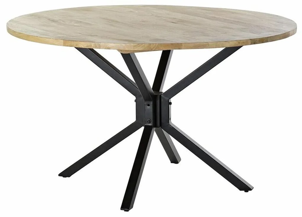 Τραπεζαρία DKD Home Decor 127 x 127 x 75 cm Φυσικό Μαύρο Μέταλλο Αλουμίνιο Ξύλο από Μάνγκο