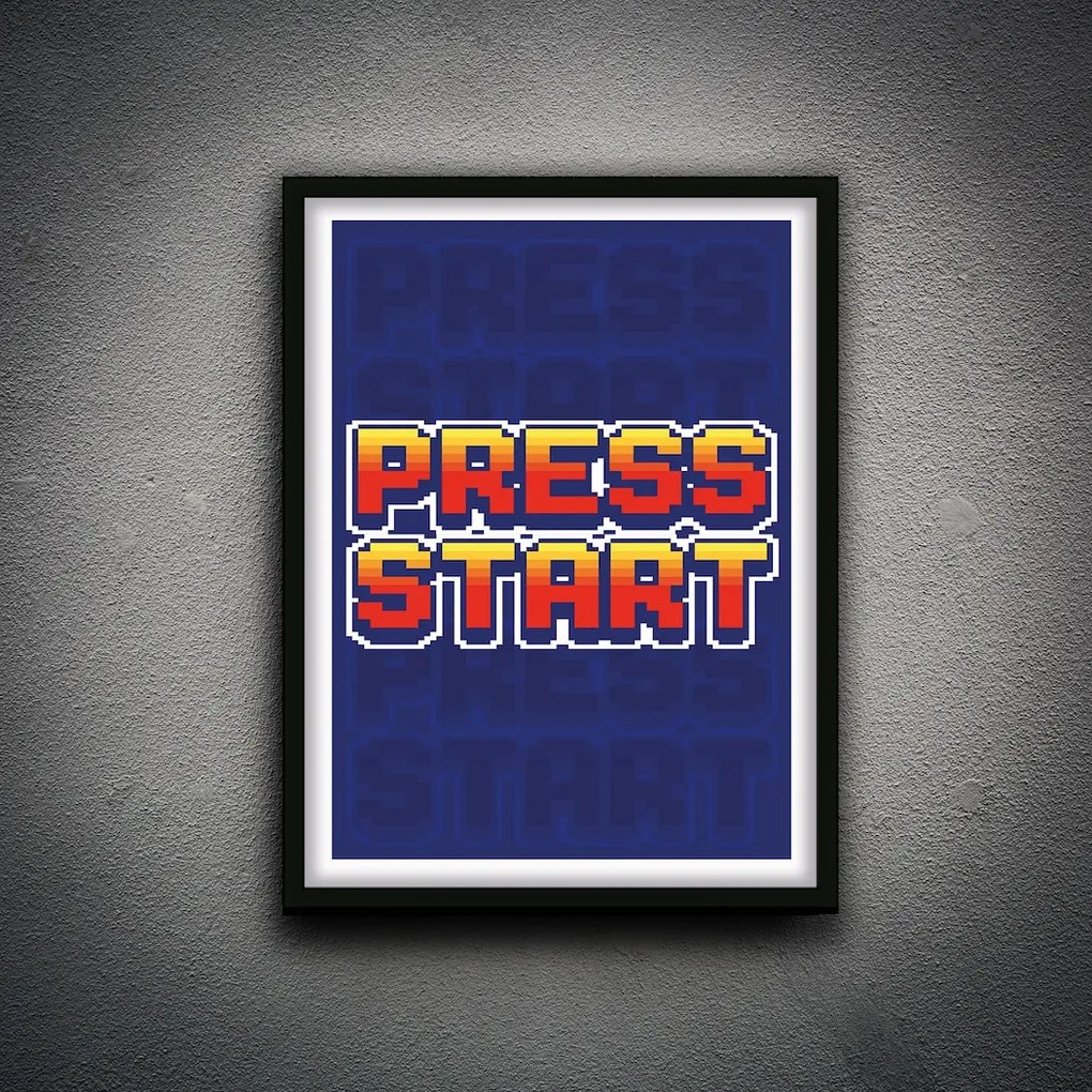 Πόστερ &amp; Κάδρο Press Start GM171 40x50cm Μαύρο Ξύλινο Κάδρο (με πόστερ)