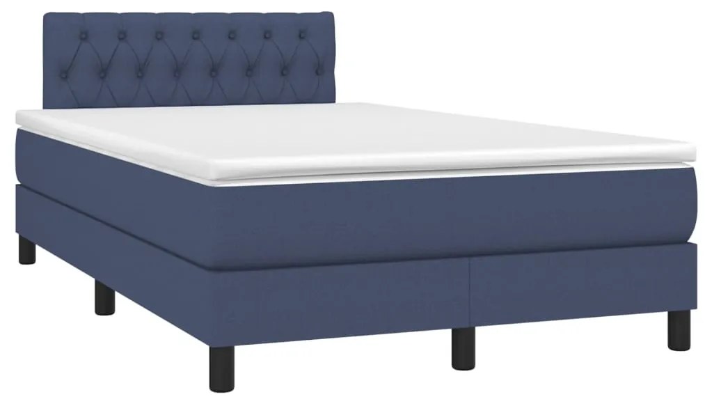 vidaXL Κρεβάτι Boxspring με Στρώμα Μπλε 120x200 εκ. Υφασμάτινο