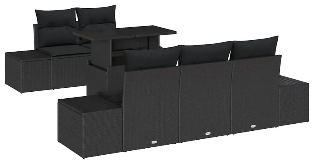 vidaXL Σετ Καναπέ Κήπου με μαξιλάρι με αποθήκευση 6 pcs Μαύρο