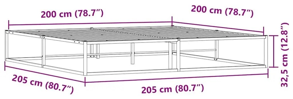 Πλαίσιο κρεβατιού χωρίς στρώμα Λευκό 200x200 cm Μεταλλικό - Λευκό