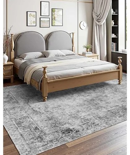 VEVOR Large Area Rug 9 x 12 ft Anti-Skid Tear-Resistant Floor Mat Bohemian Gray