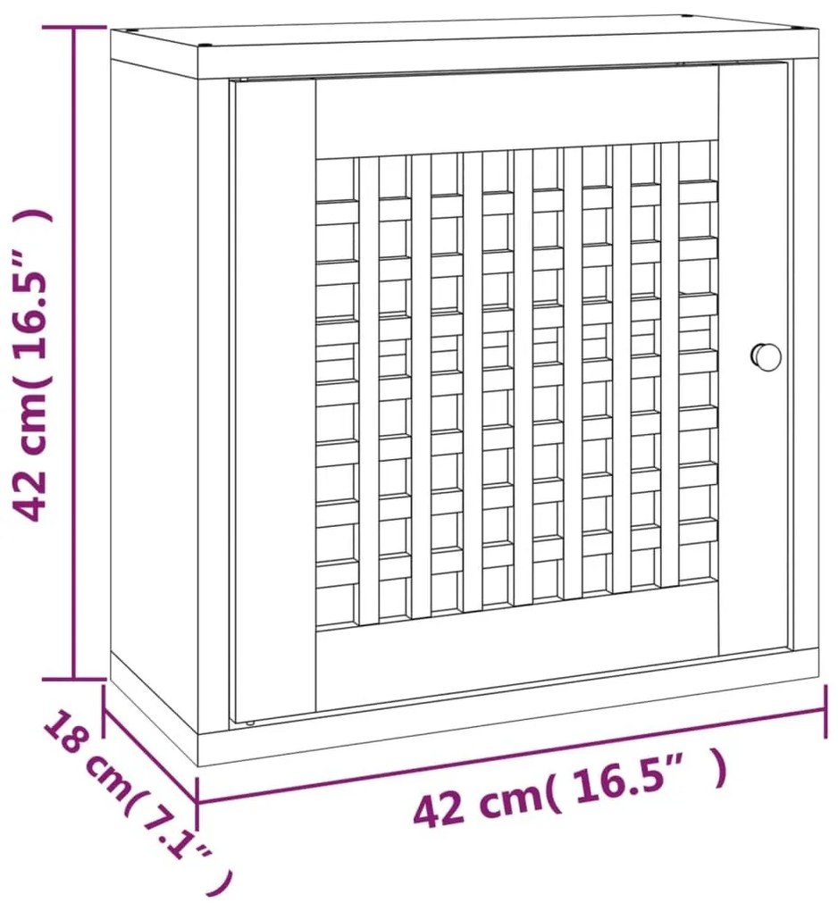 Ντουλάπι Τοίχου 42 x 18 x 42 εκ. από Μασίφ Ξύλο Καρυδιάς - Καφέ