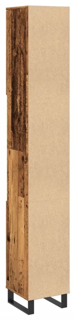 vidaXL Ντουλάπι μπάνιου Παλιό ξύλο 30x30x190 cm Κατασκευασμένο ξύλο