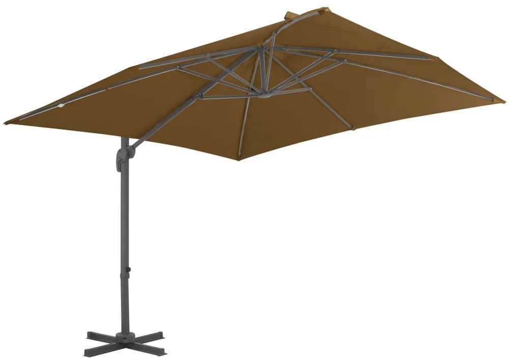 vidaXL Ομπρέλα Κρεμαστή Πρόβολος Taupe 300x300εκ. με Ιστό Αλουμινίου
