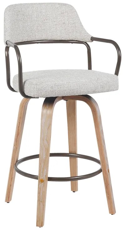 Σκαμπό μπαρ Tertia pakoworld περιστρεφόμενο μεσαίου μεγέθους μέταλλο-ξύλο με ύφασμα σε μπεζ-καφέ απόχρωση 54x52x98εκ