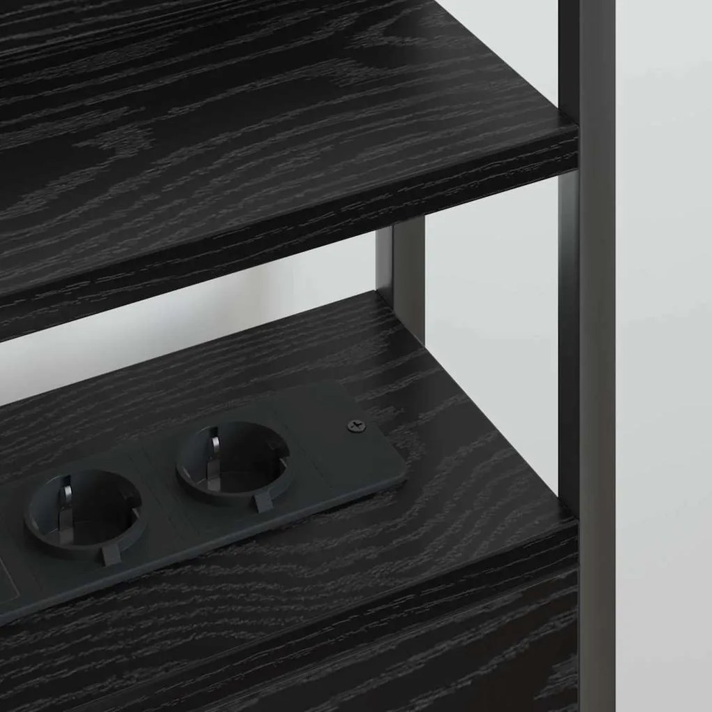 vidaXL Κεφαλάρι Αποθήκης με ράφι Μαύρη δρυς 140 cm Επεξεργασμένο ξύλο