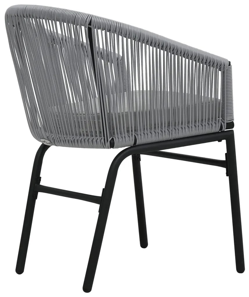 vidaXL Σετ Επίπλων Bistro 3 Τεμαχίων Γκρι Ρατάν Πολυαιθ. +Μαξιλάρια