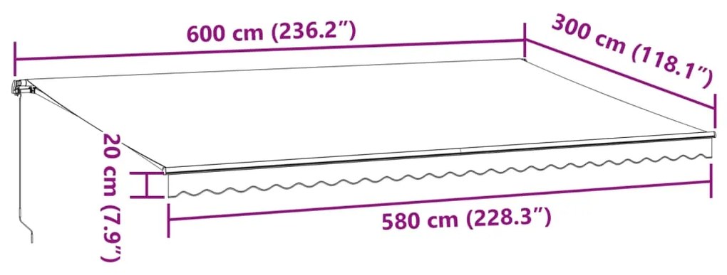 ΤΕΝΤΑ ΠΤΥΣΣΟΜΕΝΗ ΧΕΙΡΟΚΙΝΗΤΗ ΜΕ LED ΜΠΟΡΝΤΟ 600X300 ΕΚ. 3214980