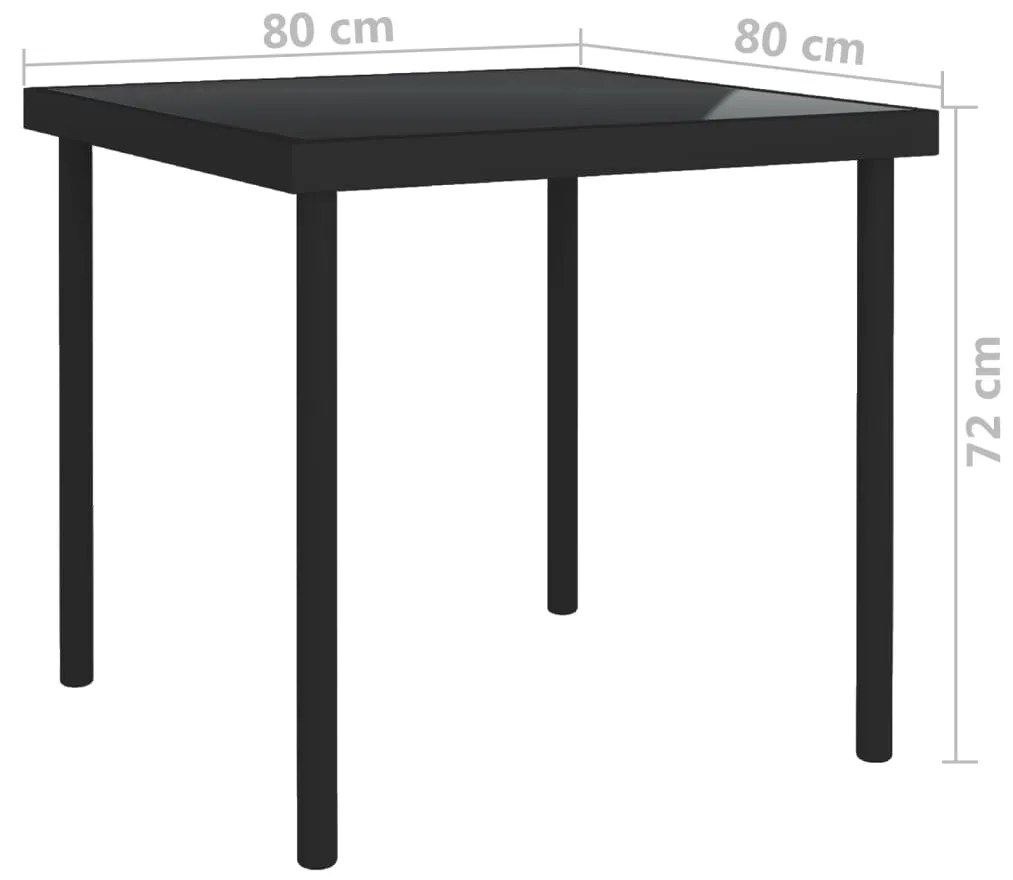 Τραπεζαρία Εξωτερικού Χώρου Μαύρη 80x80x72 εκ. Γυαλί / Ατσάλι - Μαύρο