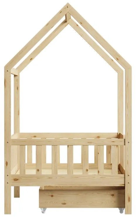 Κρεβάτι παιδικό Piccolo τύπου Montessori με 2 συρτάρια ξύλο πεύκου φυσικό 90x190 εκ. 90x190x160.5 εκ.