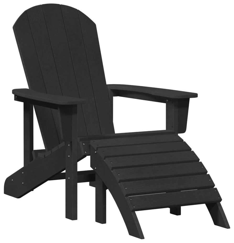 vidaXL Καρέκλες Adirondack με Πόδια 2 τεμ Μαύρο HDPE