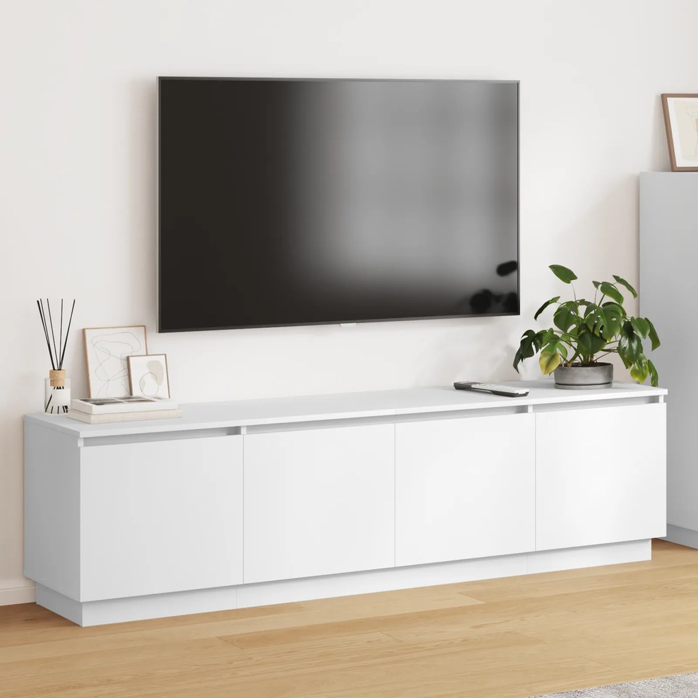 vidaXL Κονσόλα τηλεόρασης με LED Λευκή 180x38x49 εκ. Επεξεργασμένο ξύλο