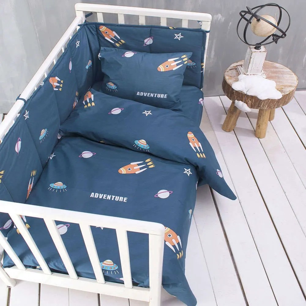 Σεντόνι Λίκνου Spaceship Baby Dark Blue Ρυθμός Λίκνου 80x110cm 100% Cotton
