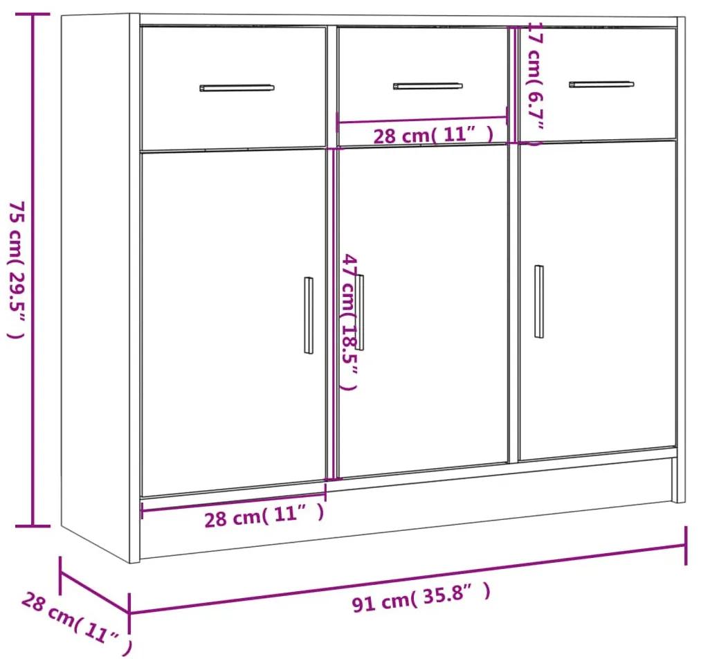 Συρταριέρα Sonoma Δρυς 91 x 28 x 75 εκ. Επεξεργασμένο Ξύλο - Καφέ
