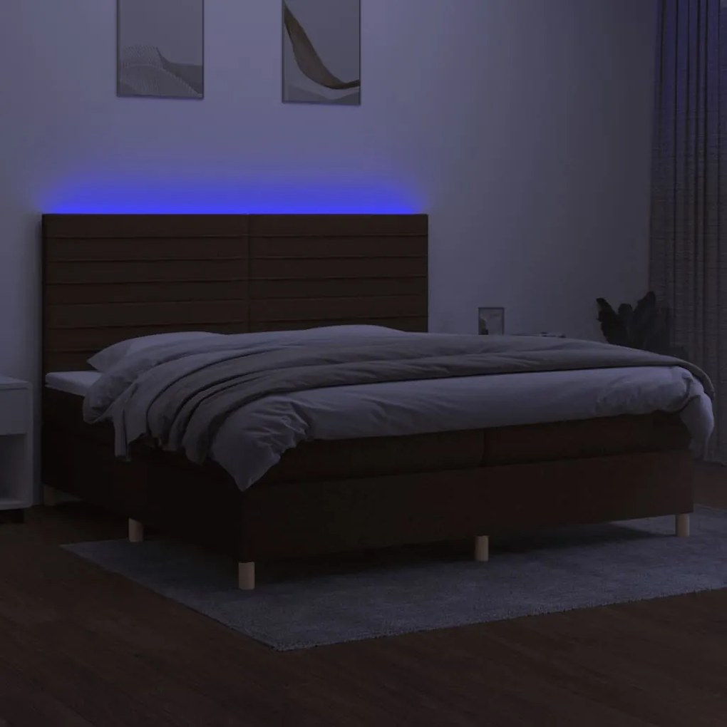 ΚΡΕΒΑΤΙ BOXSPRING ΜΕ ΣΤΡΩΜΑ &amp; LED ΣΚ.ΚΑΦΕ 200X200ΕΚ. ΥΦΑΣΜΑΤΙΝΟ 3135544