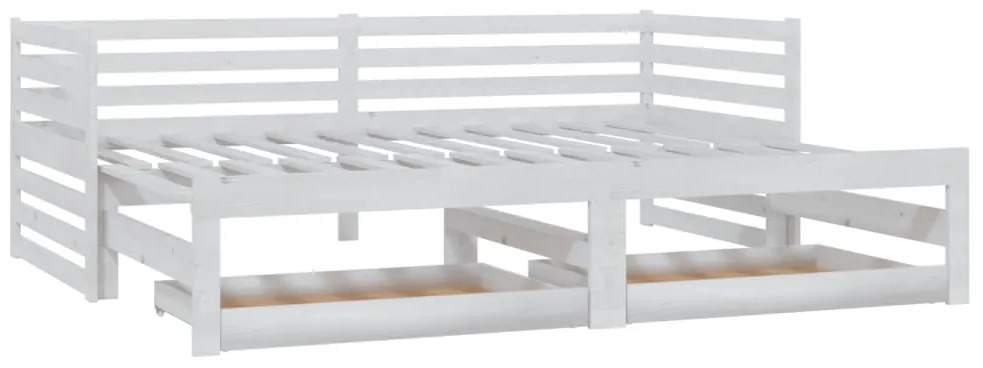 vidaXL Καναπές Κρεβάτι Συρόμενος Λευκός 2x(90x200) εκ. Ξύλο Πεύκου
