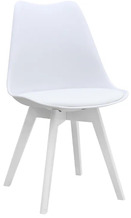 Καρέκλα τραπεζαρίας Viva Megapap PP - PU λευκό - ξύλινο λευκό πόδι 48,5x54x80εκ.